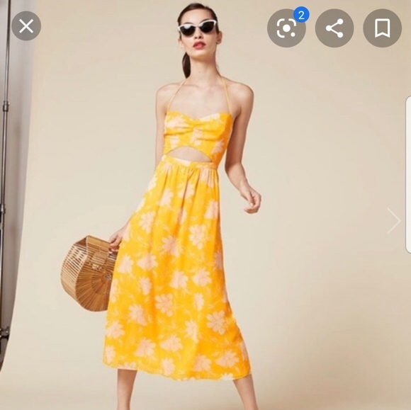 Reformation Dresses & Skirts - Reformation addie dress yellow SZ 0 floral halter